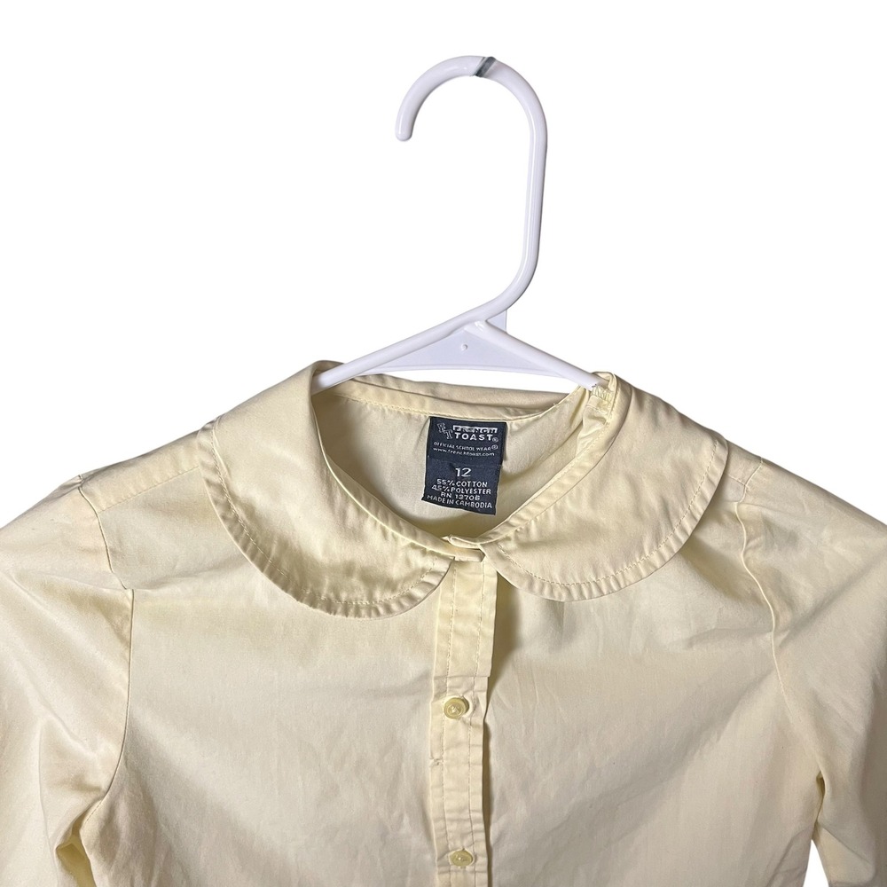 French Toast Long Sleeve Peter Pan Collar Shirt Girls 12 Yellow School Uniform - Picture 11 of 16